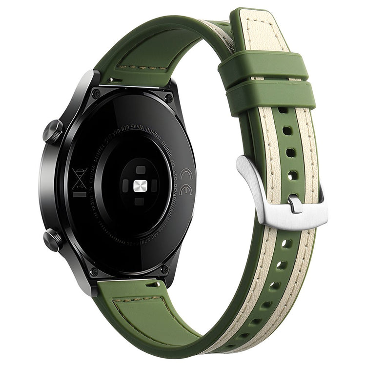 Smuk Ægte Læder Og Silikone Universal Rem passer til Smartwatch - Grøn#serie_2
