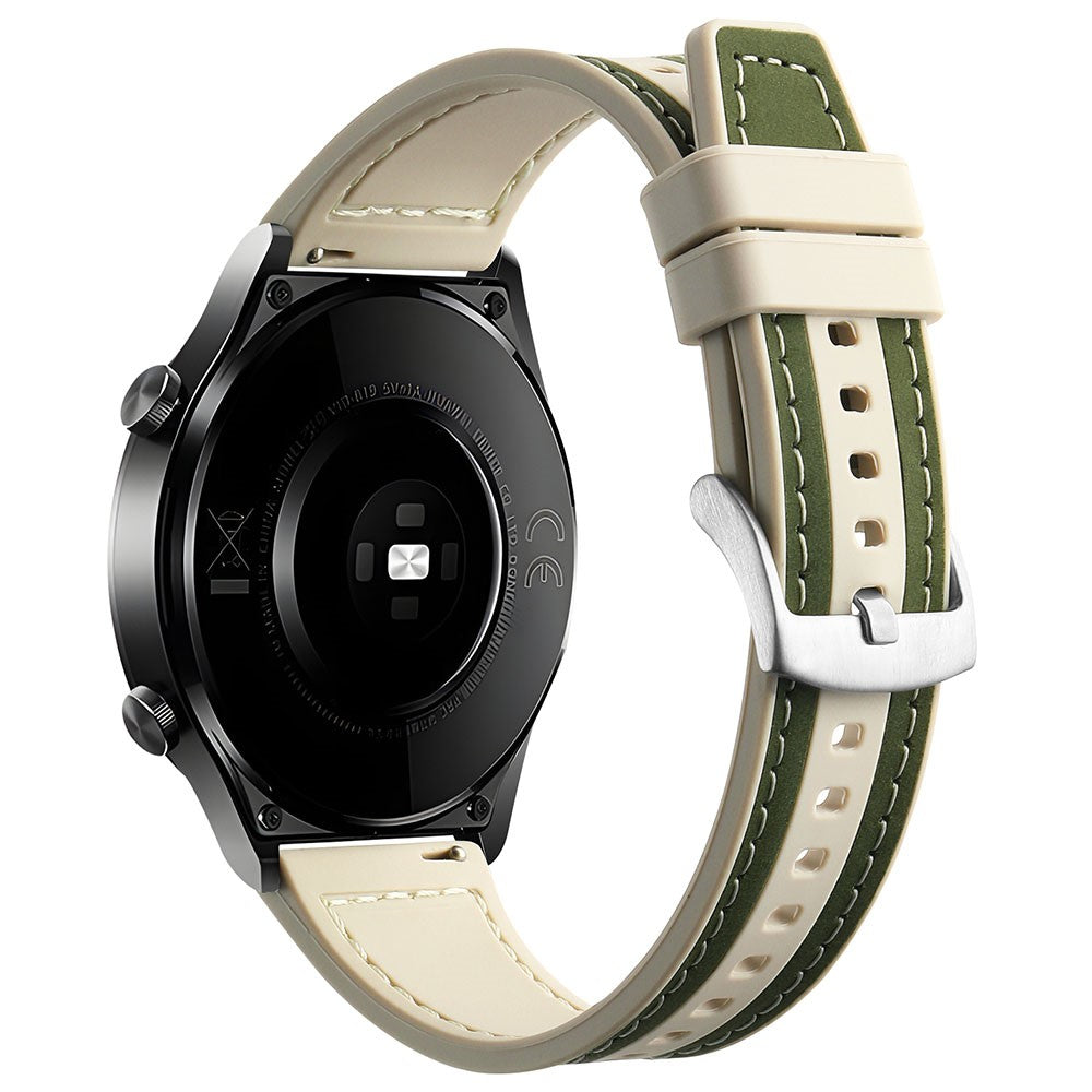 Smuk Ægte Læder Og Silikone Universal Rem passer til Smartwatch - Grøn#serie_3