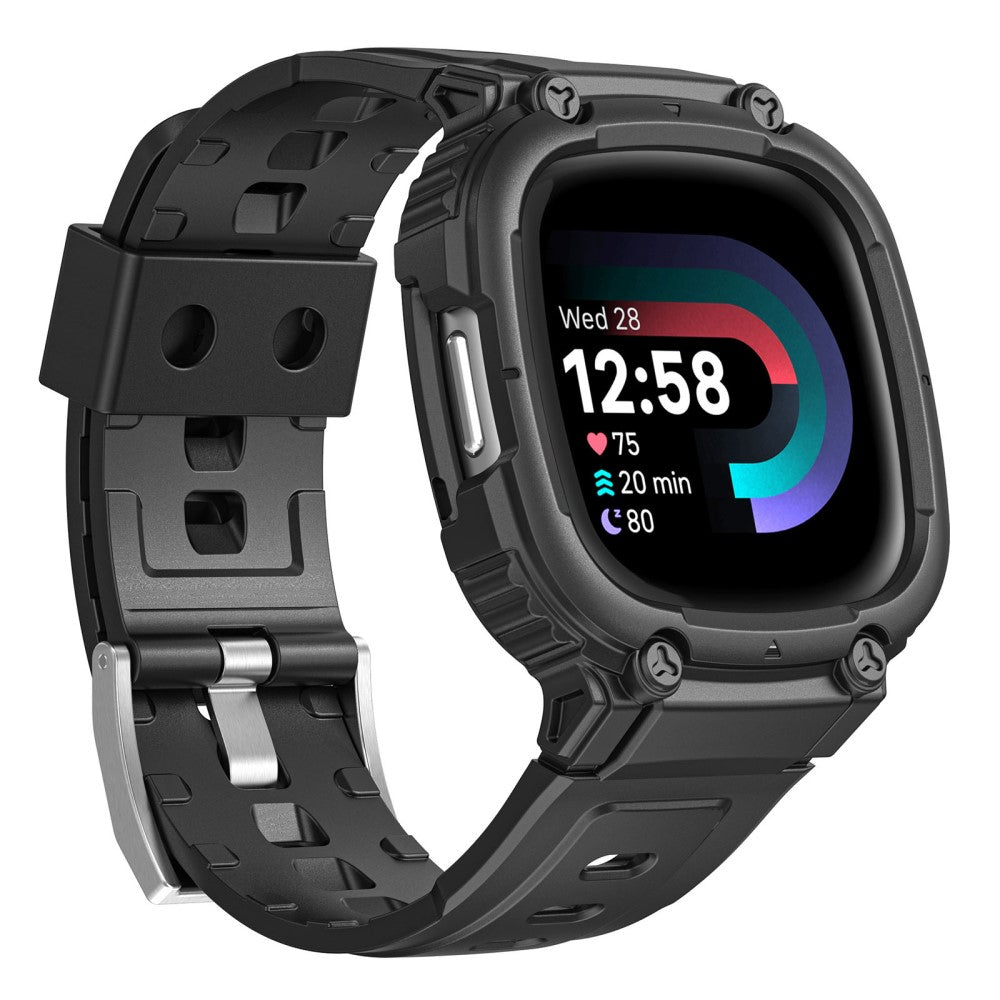 Helt Vildt Flot Silikone Universal Rem passer til Fitbit Smartwatch - Sort#serie_1
