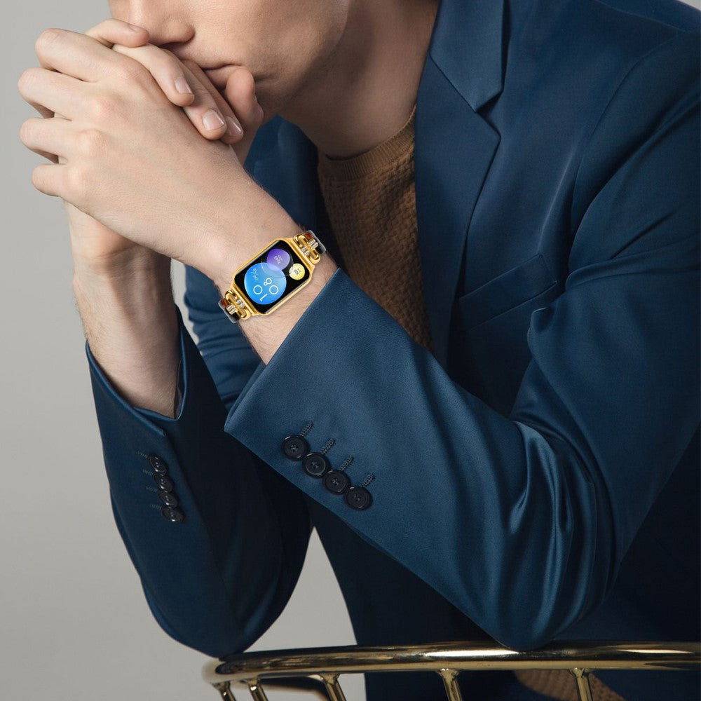 Flot Metal, Plastik Og Rhinsten Rem passer til Xiaomi Smart Band 8 Pro - Guld#serie_2