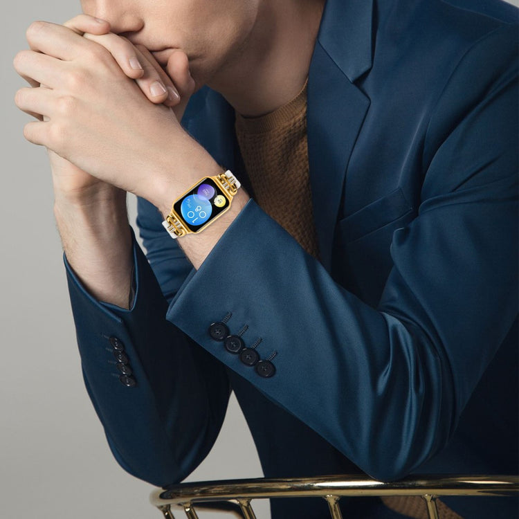 Flot Metal, Plastik Og Rhinsten Rem passer til Xiaomi Smart Band 8 Pro - Guld#serie_3