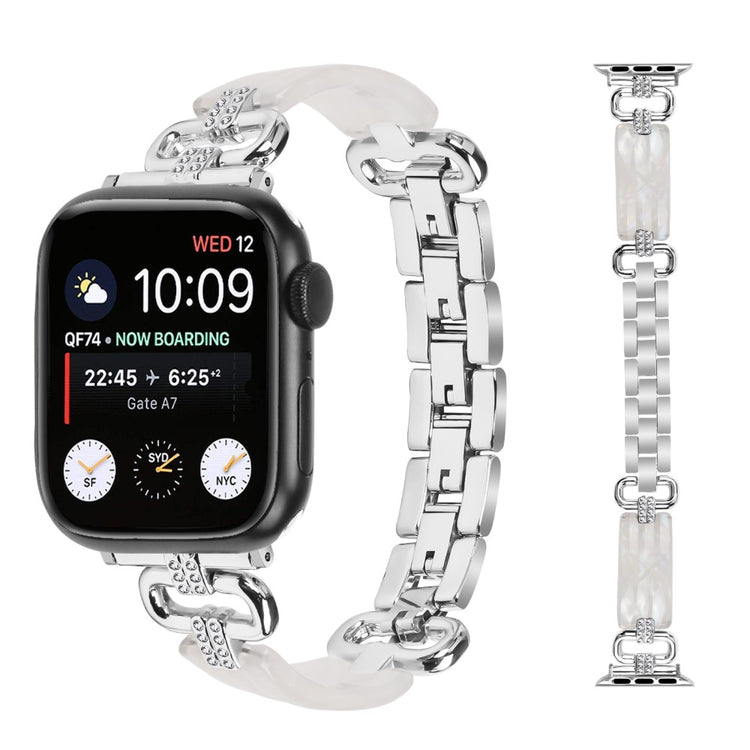 Metal, Plastik Og Rhinsten Universal Rem passer til Apple Smartwatch - Sølv#serie_6