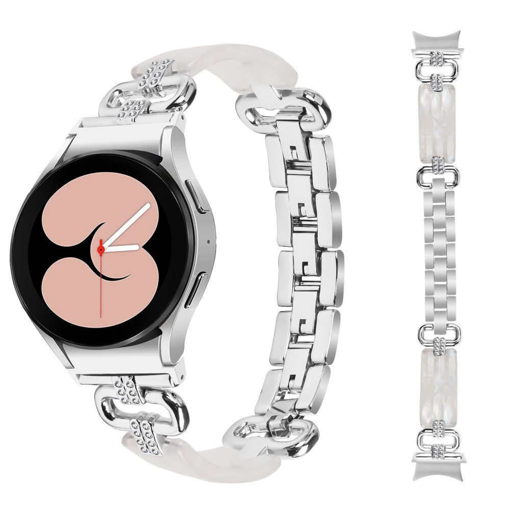 Metal, Plastik Og Rhinsten Universal Rem passer til Samsung Smartwatch - Hvid#serie_6