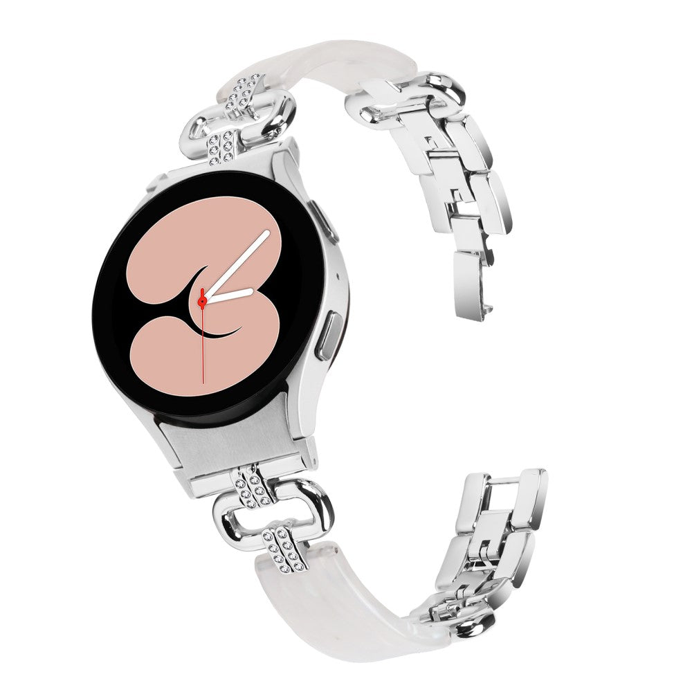 Metal, Plastik Og Rhinsten Universal Rem passer til Samsung Smartwatch - Hvid#serie_6