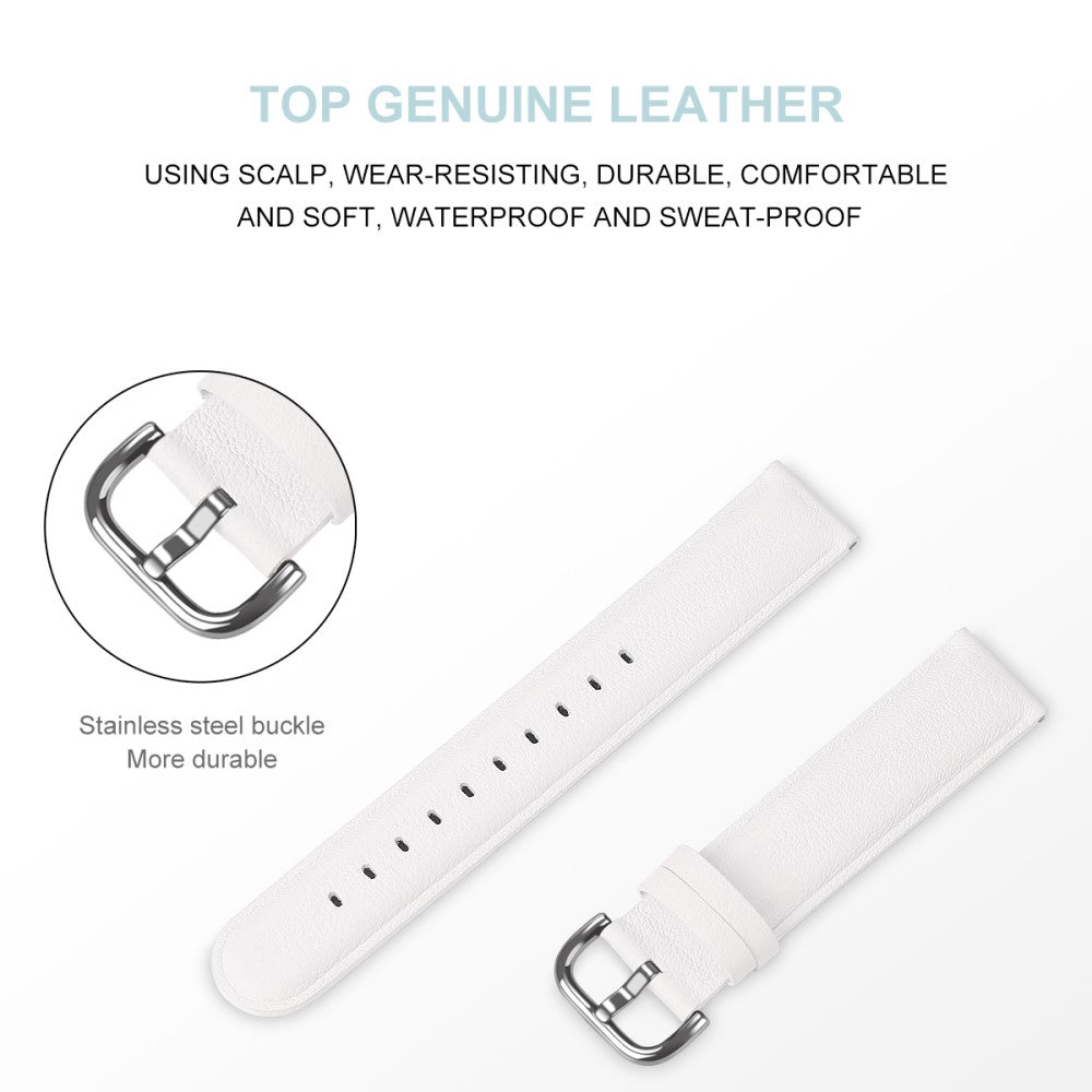 Nydelig Ægte Læder Universal Rem passer til Smartwatch - Hvid#serie_2