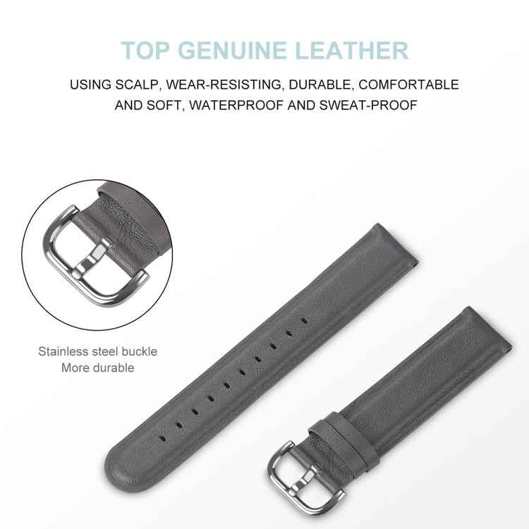 Nydelig Ægte Læder Universal Rem passer til Smartwatch - Sølv#serie_3