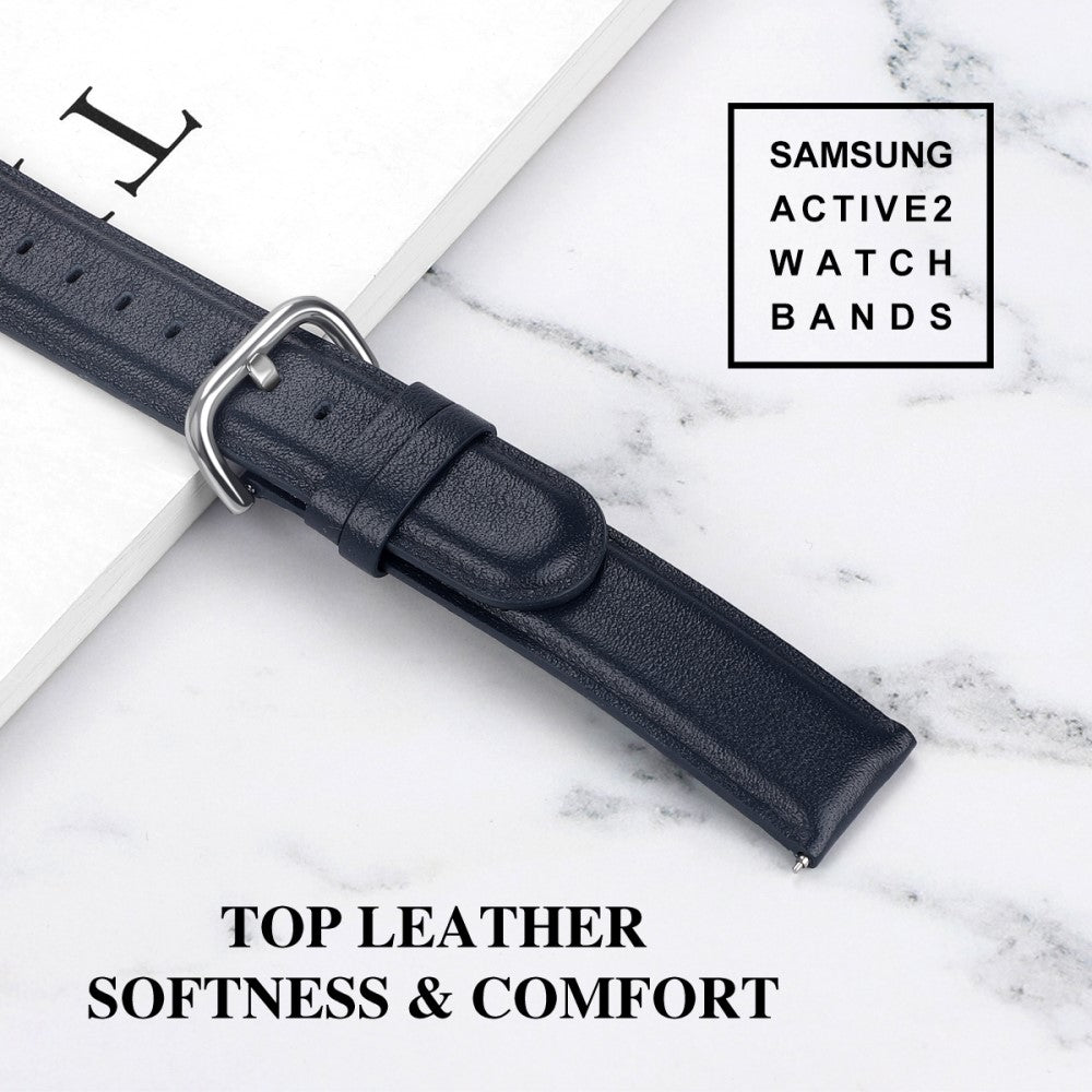 Nydelig Ægte Læder Universal Rem passer til Smartwatch - Blå#serie_6