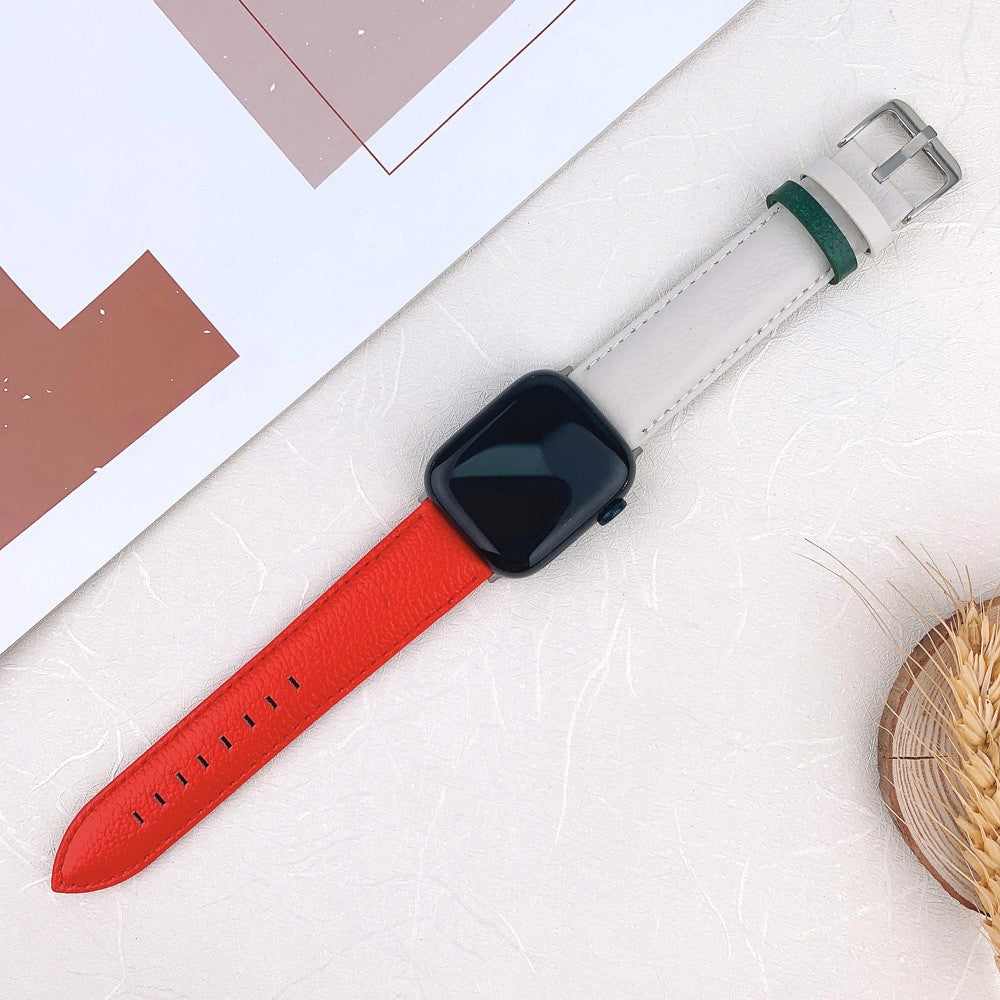 Solid Ægte Læder Universal Rem passer til Apple Smartwatch - Rød#serie_2