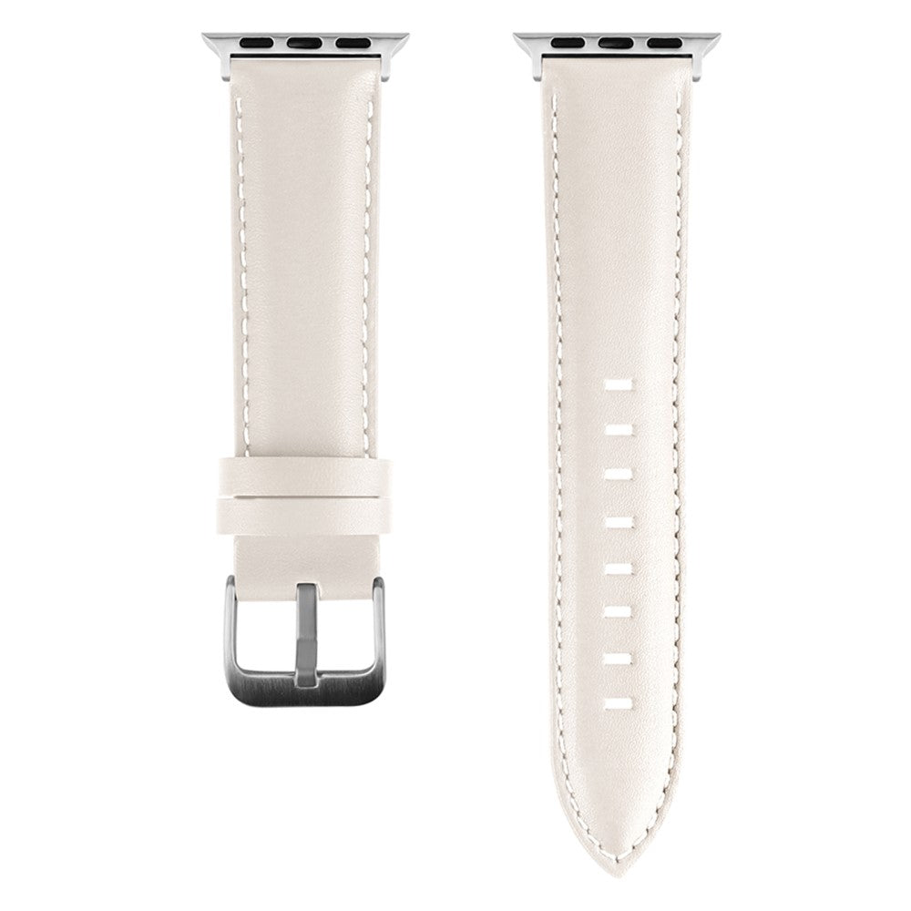 Solid Ægte Læder Universal Rem passer til Apple Smartwatch - Hvid#serie_6