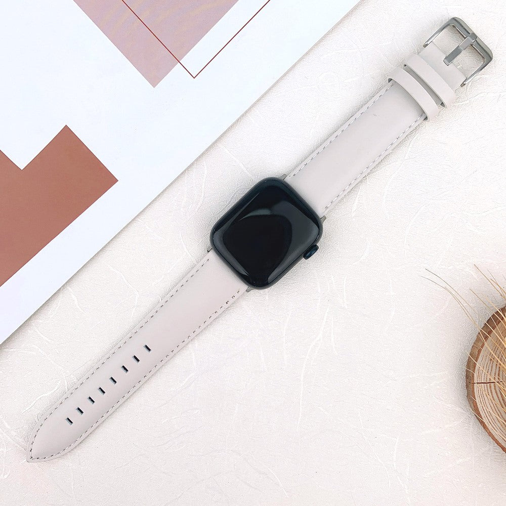 Solid Ægte Læder Universal Rem passer til Apple Smartwatch - Hvid#serie_6