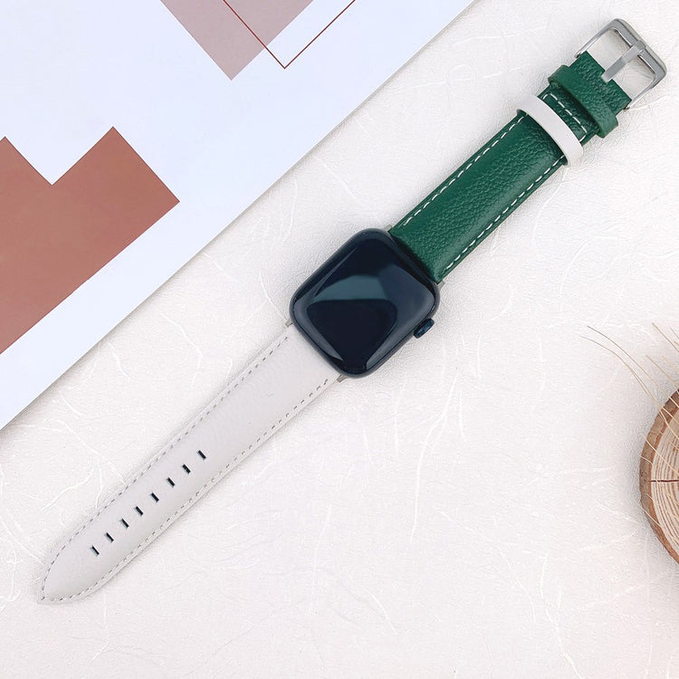 Solid Ægte Læder Universal Rem passer til Apple Smartwatch - Grøn#serie_9