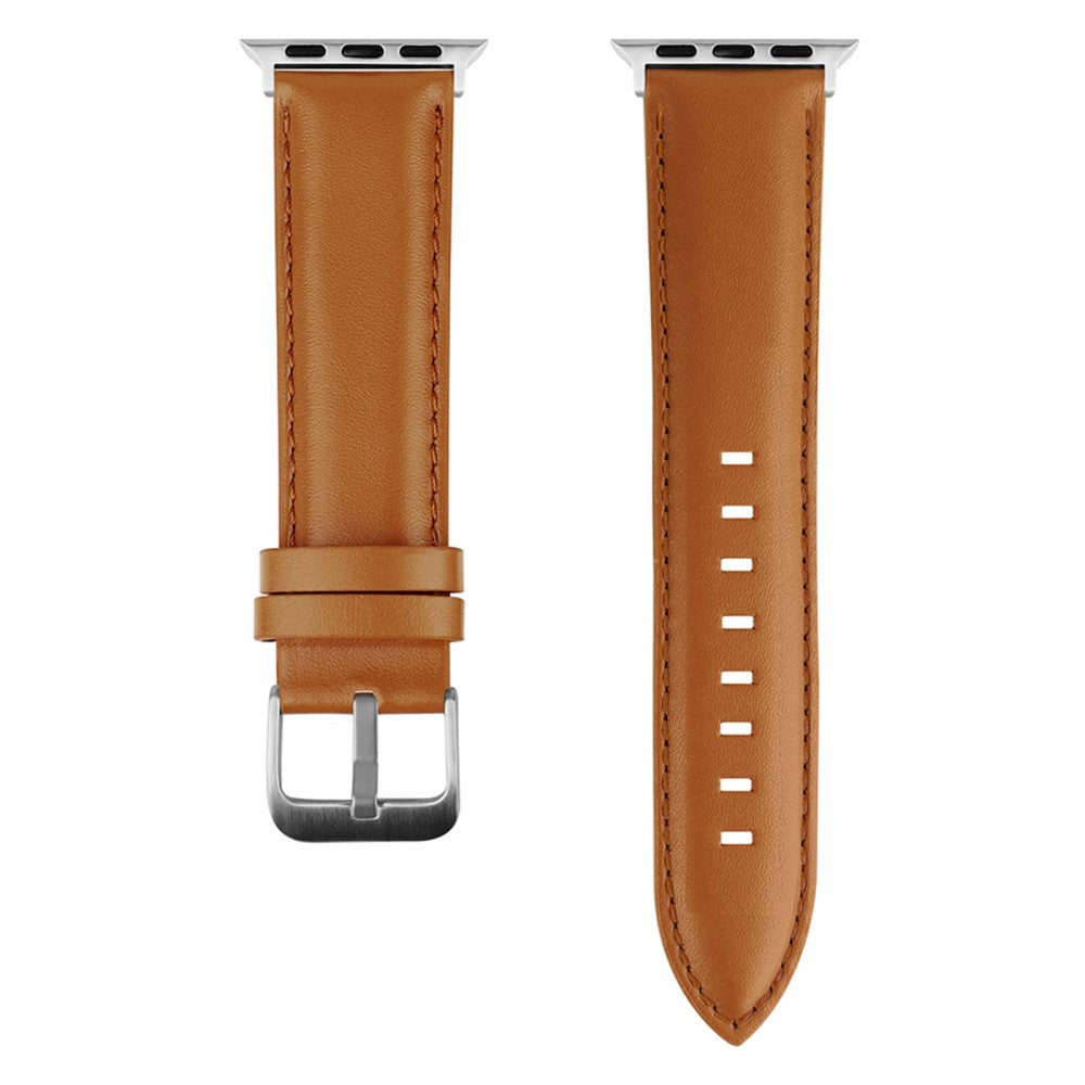 Solid Ægte Læder Universal Rem passer til Apple Smartwatch - Brun#serie_11