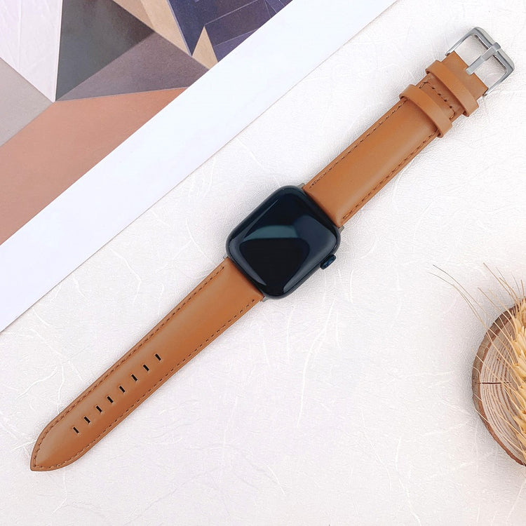 Solid Ægte Læder Universal Rem passer til Apple Smartwatch - Brun#serie_11