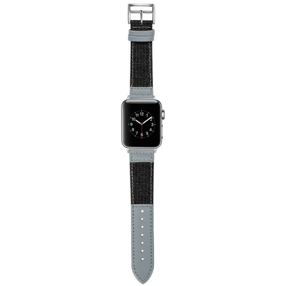 Stilfuld Kunstlæder Og Nylon Universal Rem passer til Apple Smartwatch - Sølv#serie_1