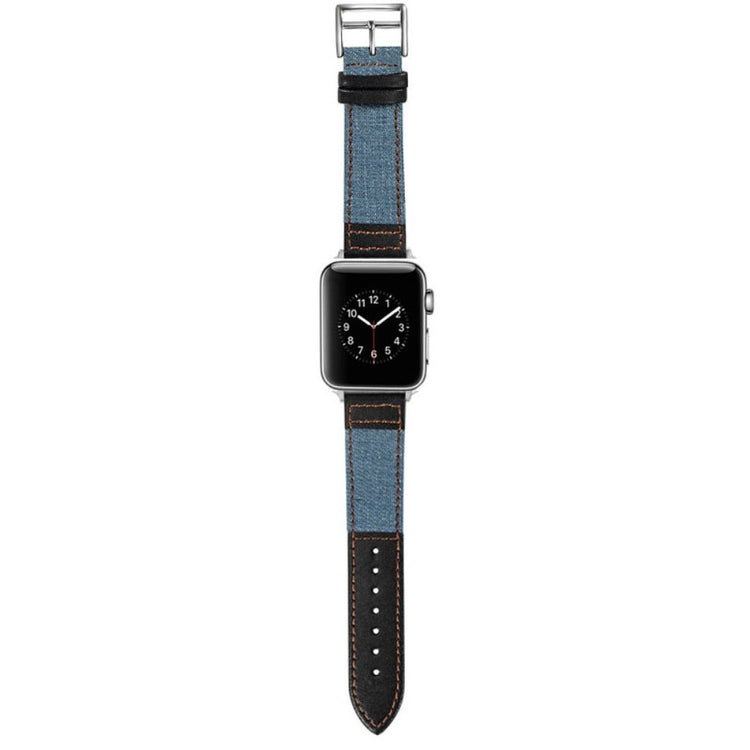 Stilfuld Kunstlæder Og Nylon Universal Rem passer til Apple Smartwatch - Blå#serie_2