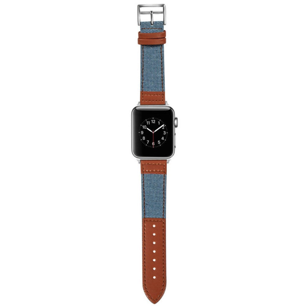 Stilfuld Kunstlæder Og Nylon Universal Rem passer til Apple Smartwatch - Blå#serie_3