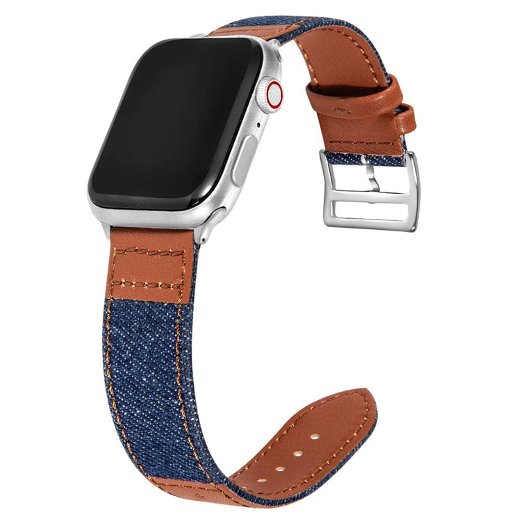 Stilfuld Kunstlæder Og Nylon Universal Rem passer til Apple Smartwatch - Blå#serie_4
