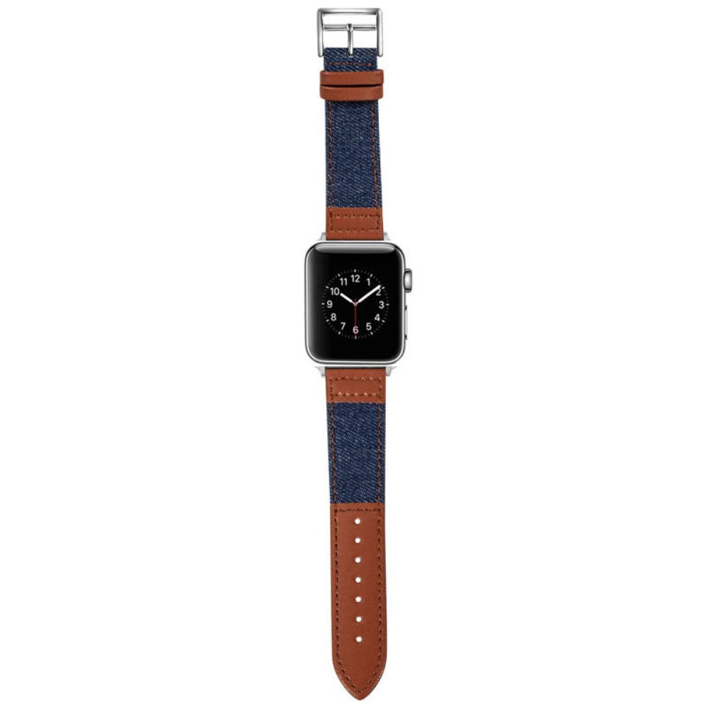 Stilfuld Kunstlæder Og Nylon Universal Rem passer til Apple Smartwatch - Blå#serie_4