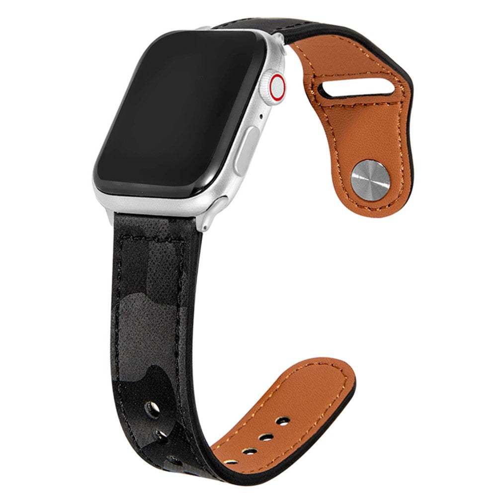 Glimrende Ægte Læder Universal Rem passer til Apple Smartwatch - Sort#serie_6