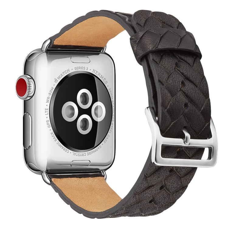 Rigtigt Holdbart Kunstlæder Universal Rem passer til Apple Smartwatch - Sort#serie_2