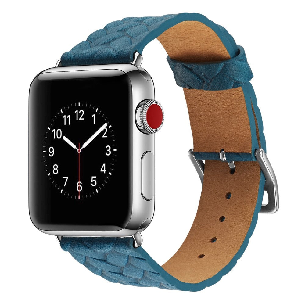 Rigtigt Holdbart Kunstlæder Universal Rem passer til Apple Smartwatch - Blå#serie_3