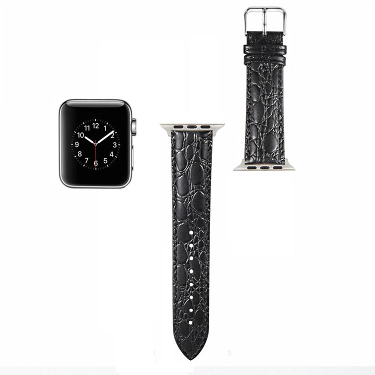 Vildt Fed Kunstlæder Universal Rem passer til Apple Smartwatch - Sort#serie_4