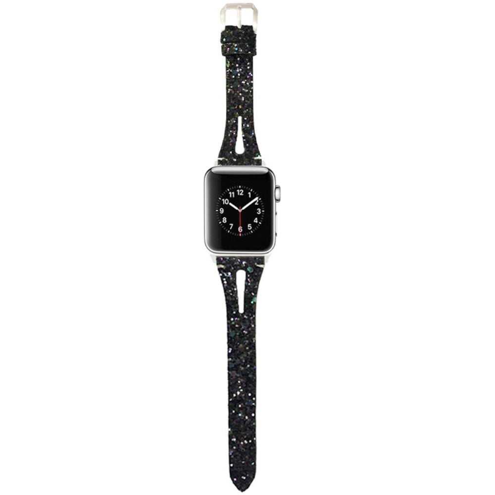 Super Hårdfør Kunstlæder Universal Rem passer til Apple Smartwatch - Sort#serie_4