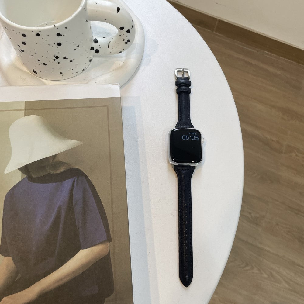 Klassisk Kunstlæder Universal Rem passer til Apple Smartwatch - Sort#serie_3