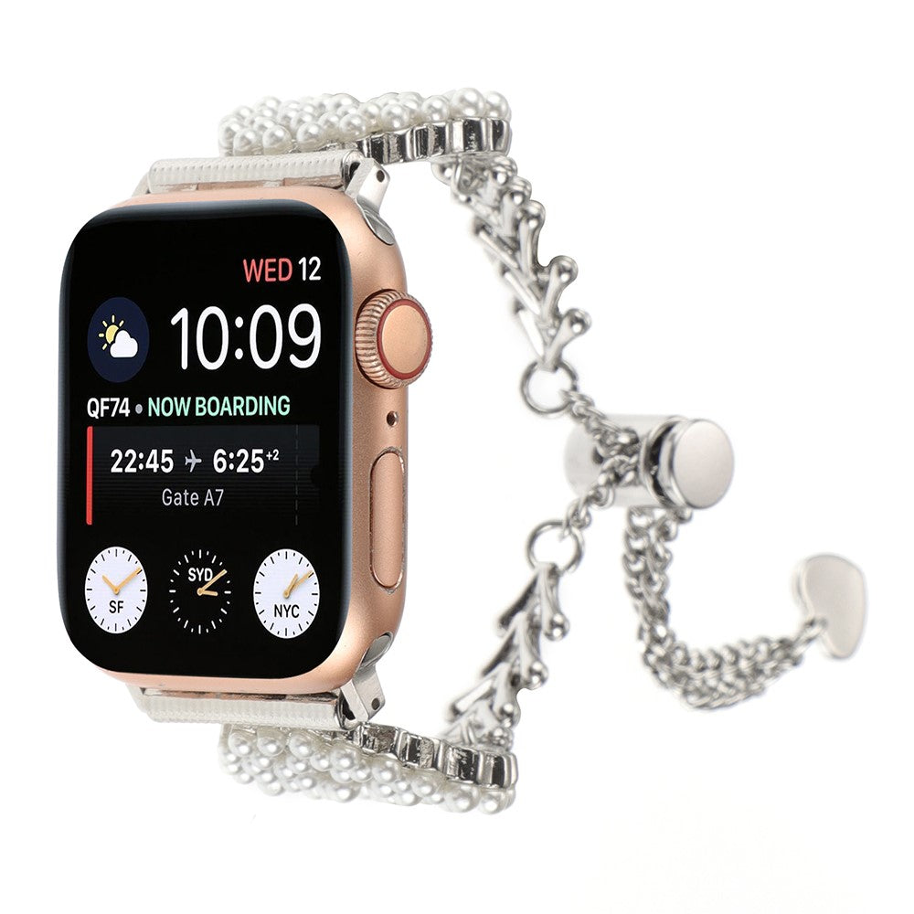 Rigtigt Rart Metal Og Sten Universal Rem passer til Apple Smartwatch - Sølv#serie_2