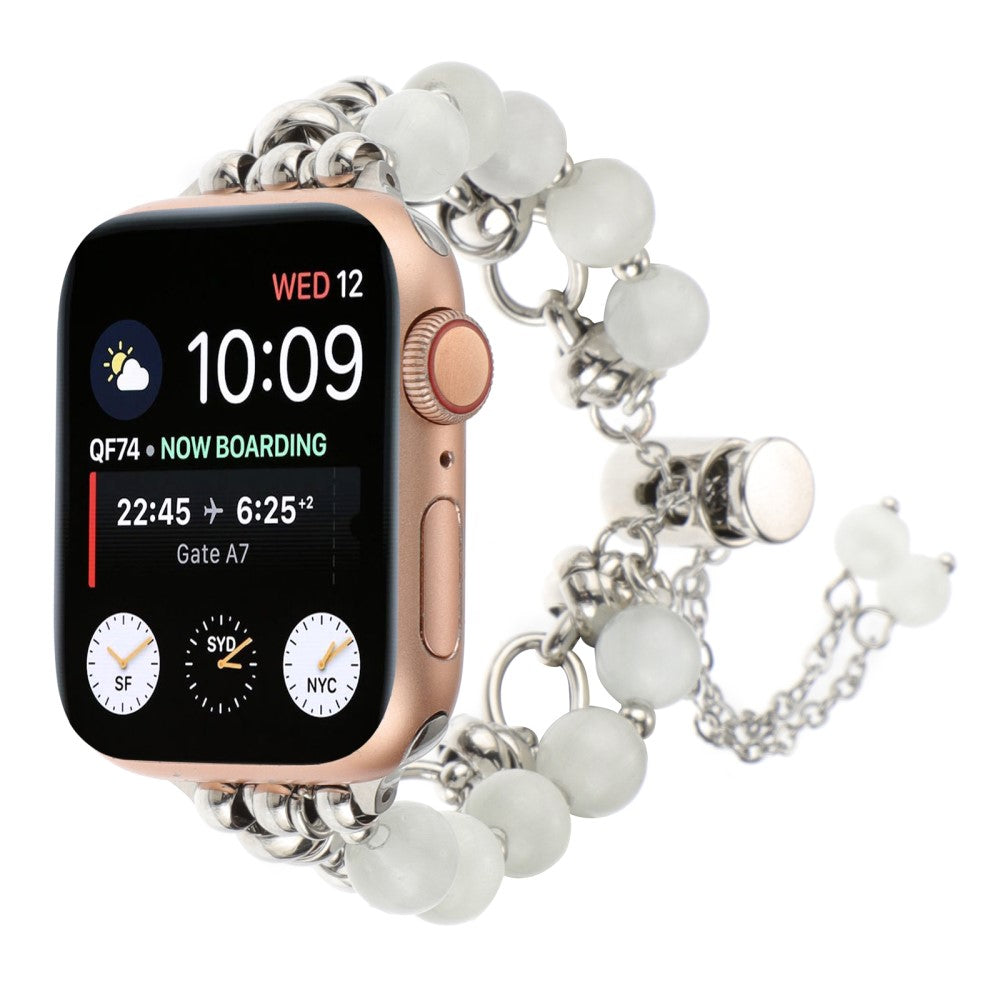 Vildt Holdbart Metal Og Sten Universal Rem passer til Apple Smartwatch - Hvid#serie_2