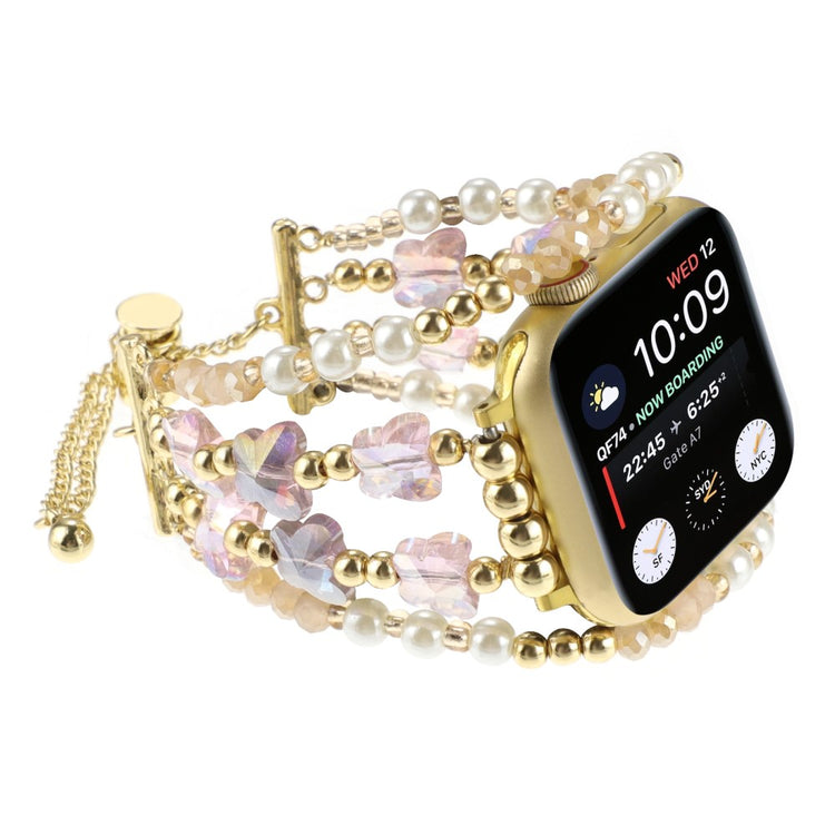 Vildt Skøn Metal Og Sten Universal Rem passer til Apple Smartwatch - Pink#serie_2