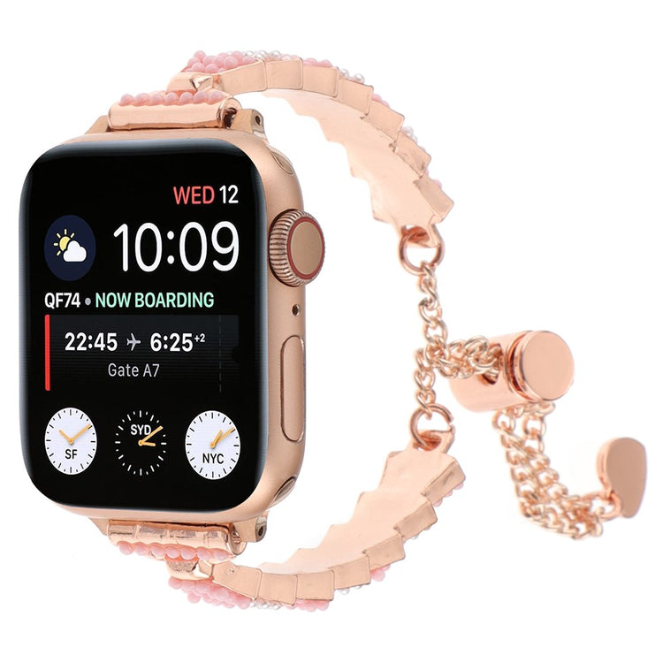 Super Nydelig Metal Og Sten Universal Rem passer til Apple Smartwatch - Pink#serie_3