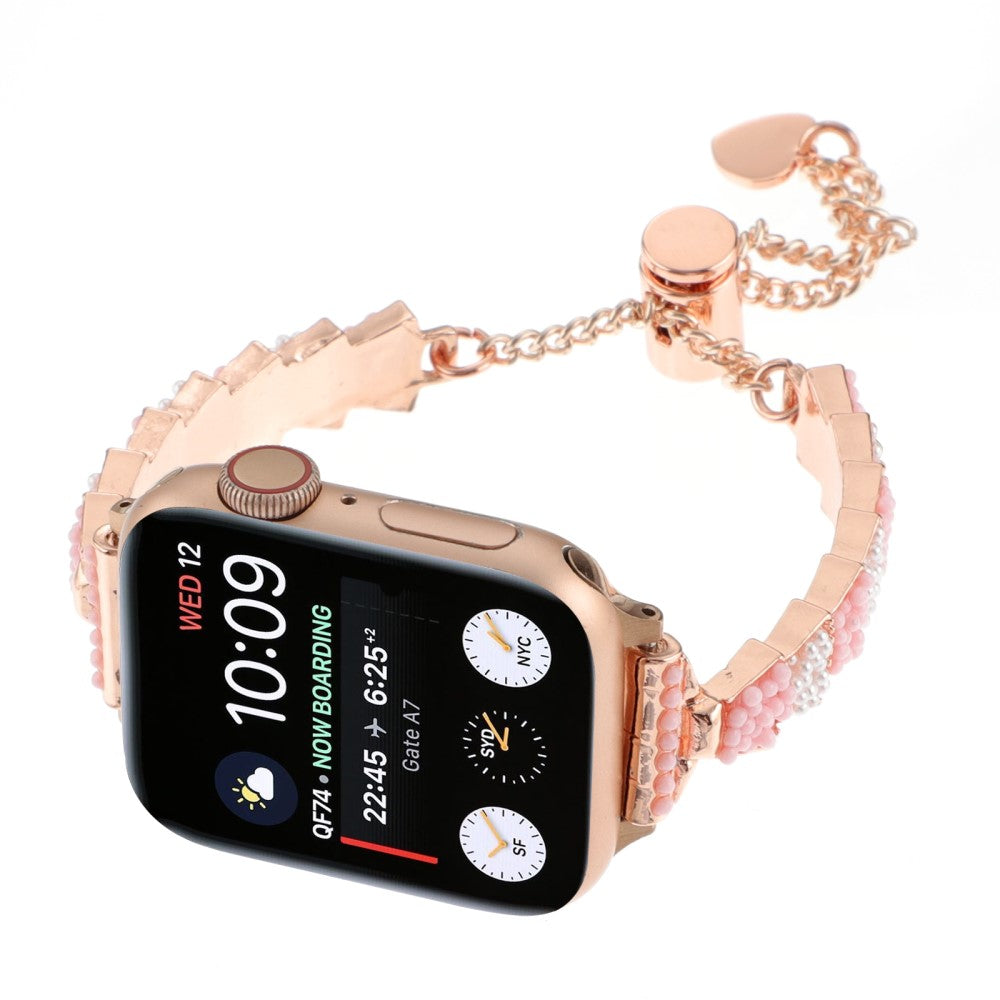 Super Nydelig Metal Og Sten Universal Rem passer til Apple Smartwatch - Pink#serie_3