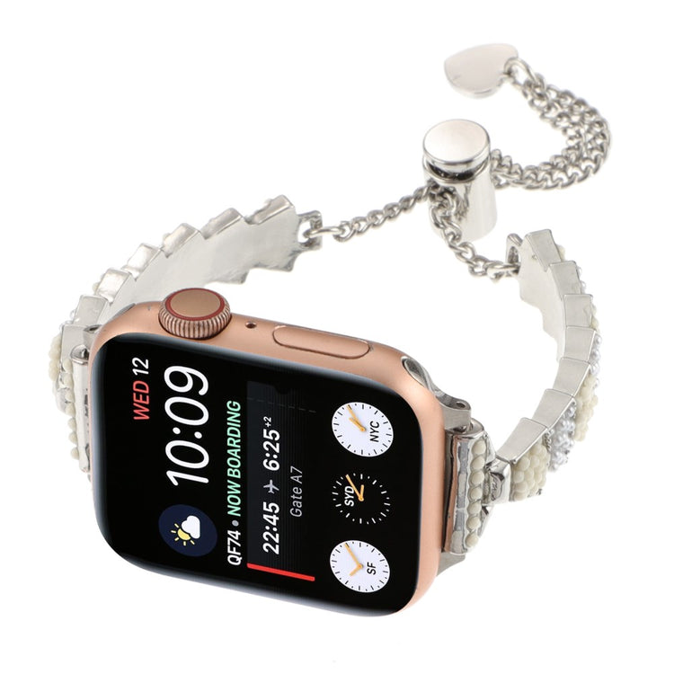 Super Nydelig Metal Og Sten Universal Rem passer til Apple Smartwatch - Sølv#serie_4