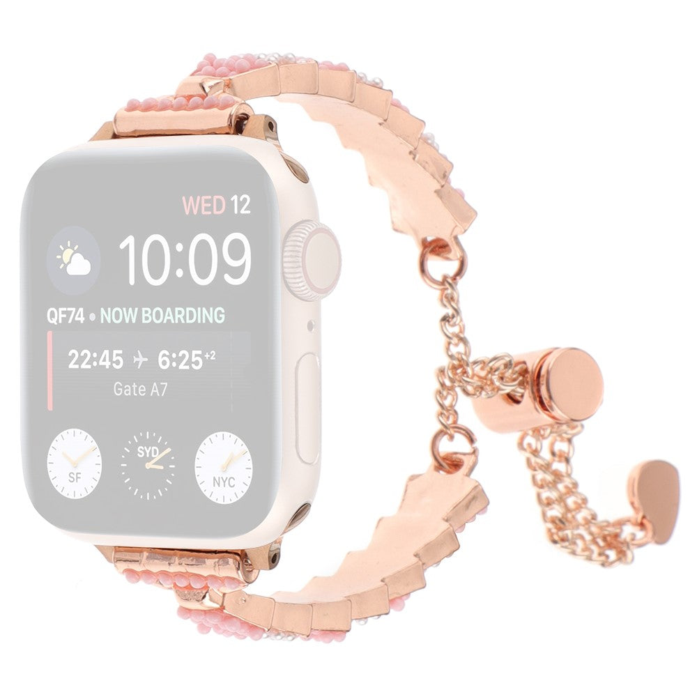 Super Skøn Metal Og Sten Universal Rem passer til Apple Smartwatch - Pink#serie_3