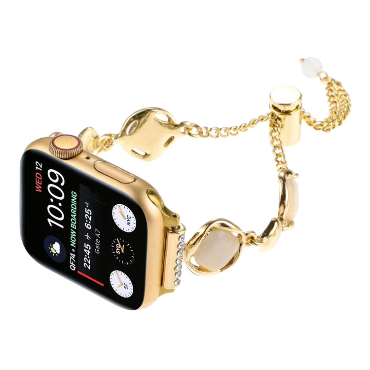 Yndigt Metal Og Sten Universal Rem passer til Apple Smartwatch - Guld#serie_2