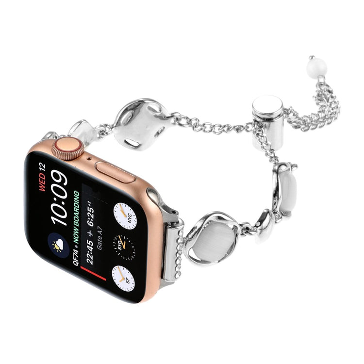 Yndigt Metal Og Sten Universal Rem passer til Apple Smartwatch - Sølv#serie_4