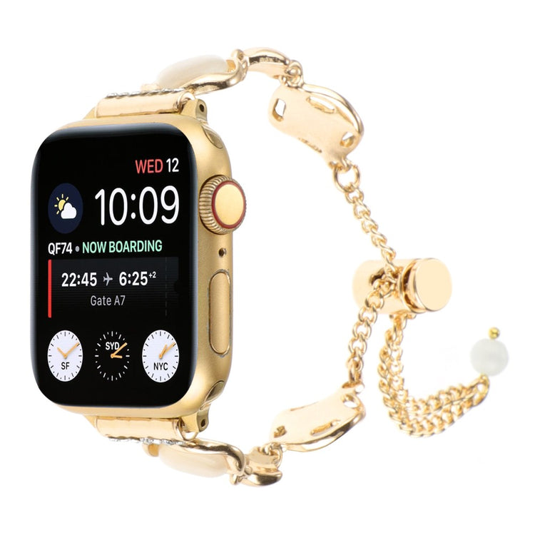Mega Pænt Metal Og Sten Universal Rem passer til Apple Smartwatch - Guld#serie_2