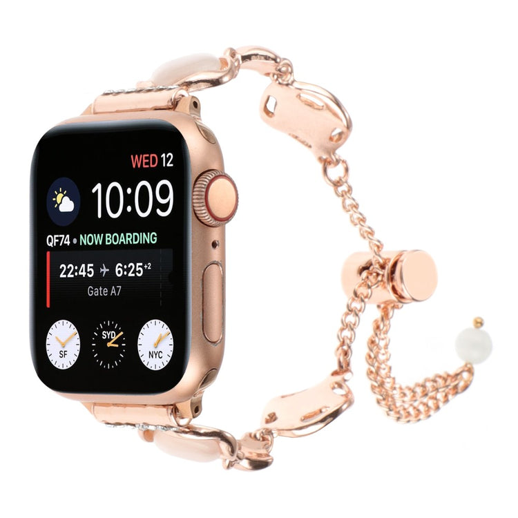 Mega Pænt Metal Og Sten Universal Rem passer til Apple Smartwatch - Pink#serie_3