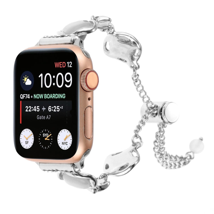 Mega Pænt Metal Og Sten Universal Rem passer til Apple Smartwatch - Sølv#serie_4