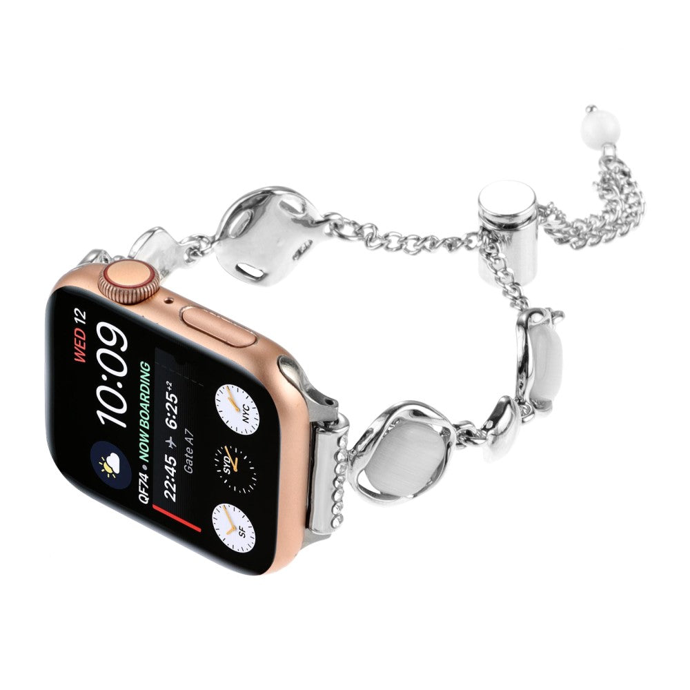 Mega Pænt Metal Og Sten Universal Rem passer til Apple Smartwatch - Sølv#serie_4