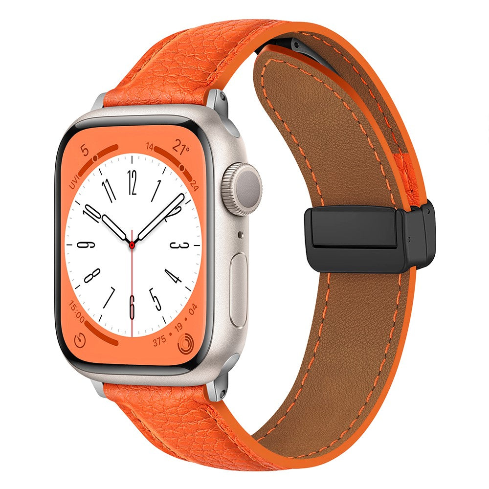Mega Slidstærk Kunstlæder Universal Rem passer til Apple Smartwatch - Orange#serie_3