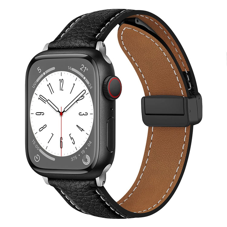 Mega Slidstærk Kunstlæder Universal Rem passer til Apple Smartwatch - Sort#serie_5
