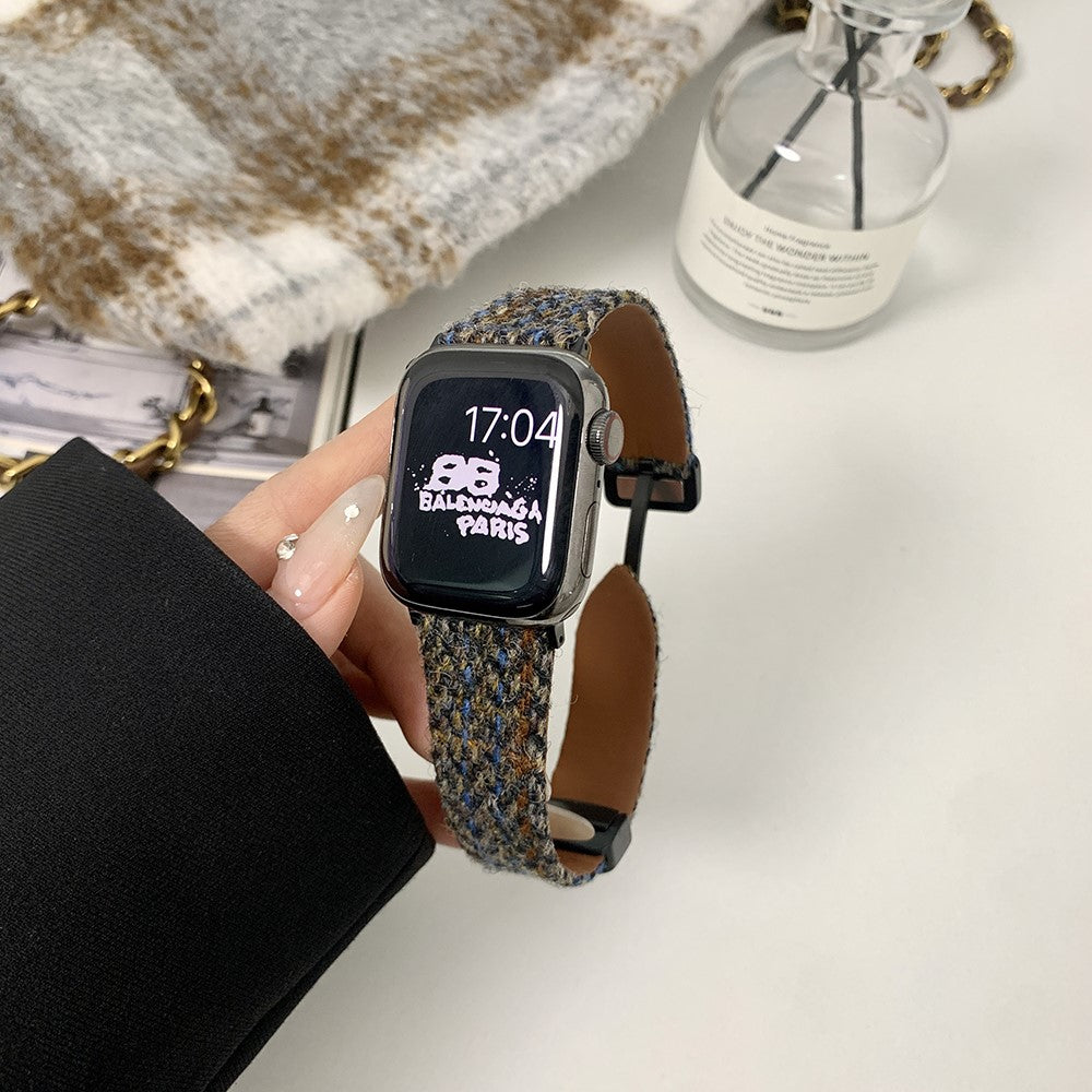 Helt Vildt Flot Filt Universal Rem passer til Apple Smartwatch - Blå#serie_3