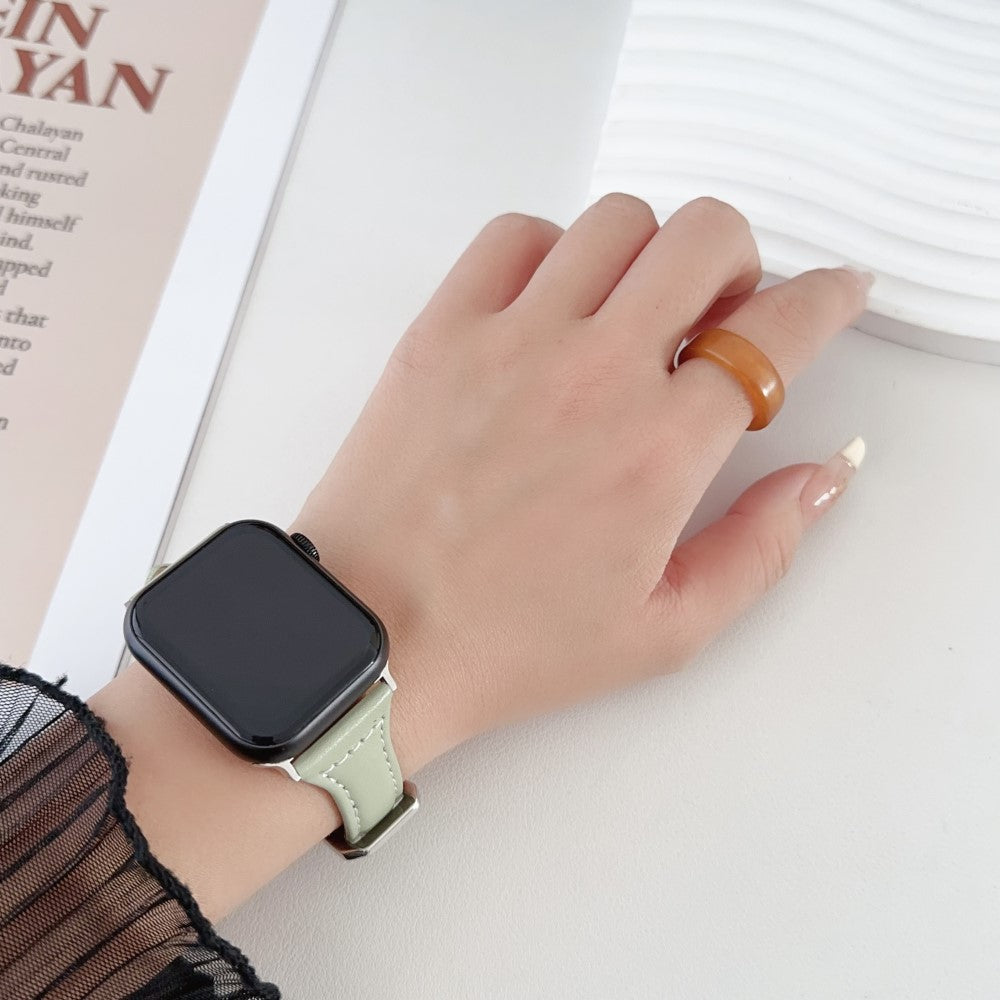 Sejt Kunstlæder Universal Rem passer til Apple Smartwatch - Sølv#serie_3