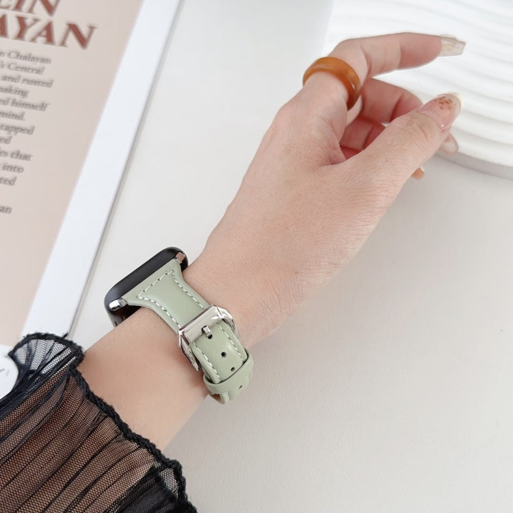 Sejt Kunstlæder Universal Rem passer til Apple Smartwatch - Sølv#serie_7