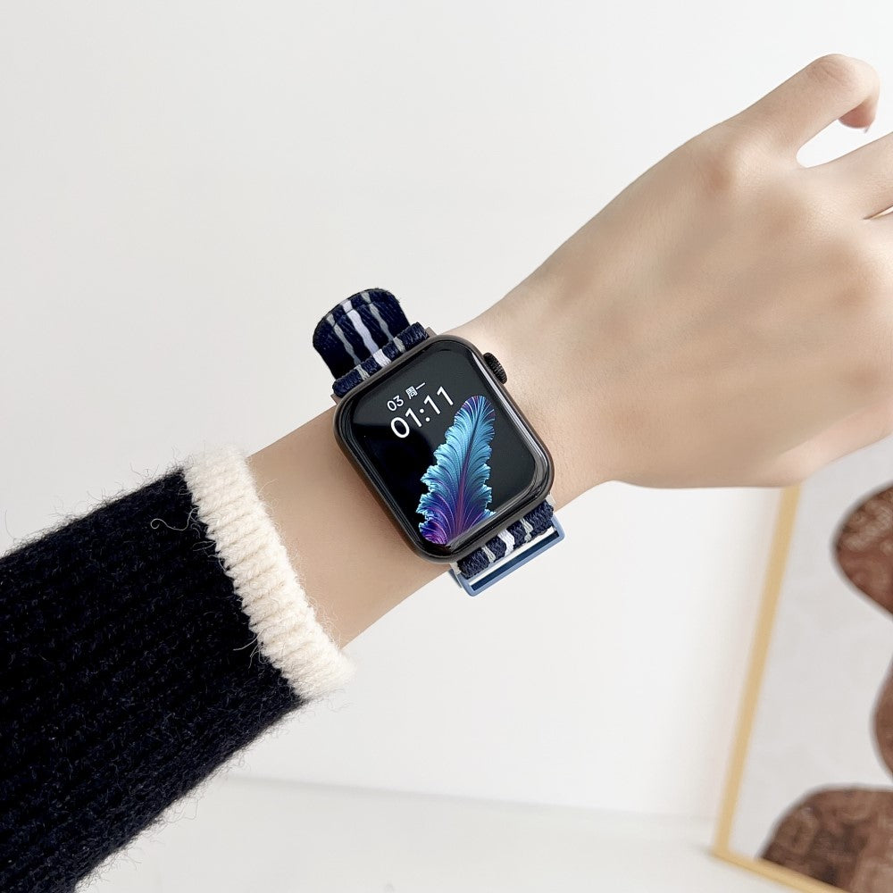 Super Slidstærk Nylon Universal Rem passer til Apple Smartwatch - Sort#serie_2