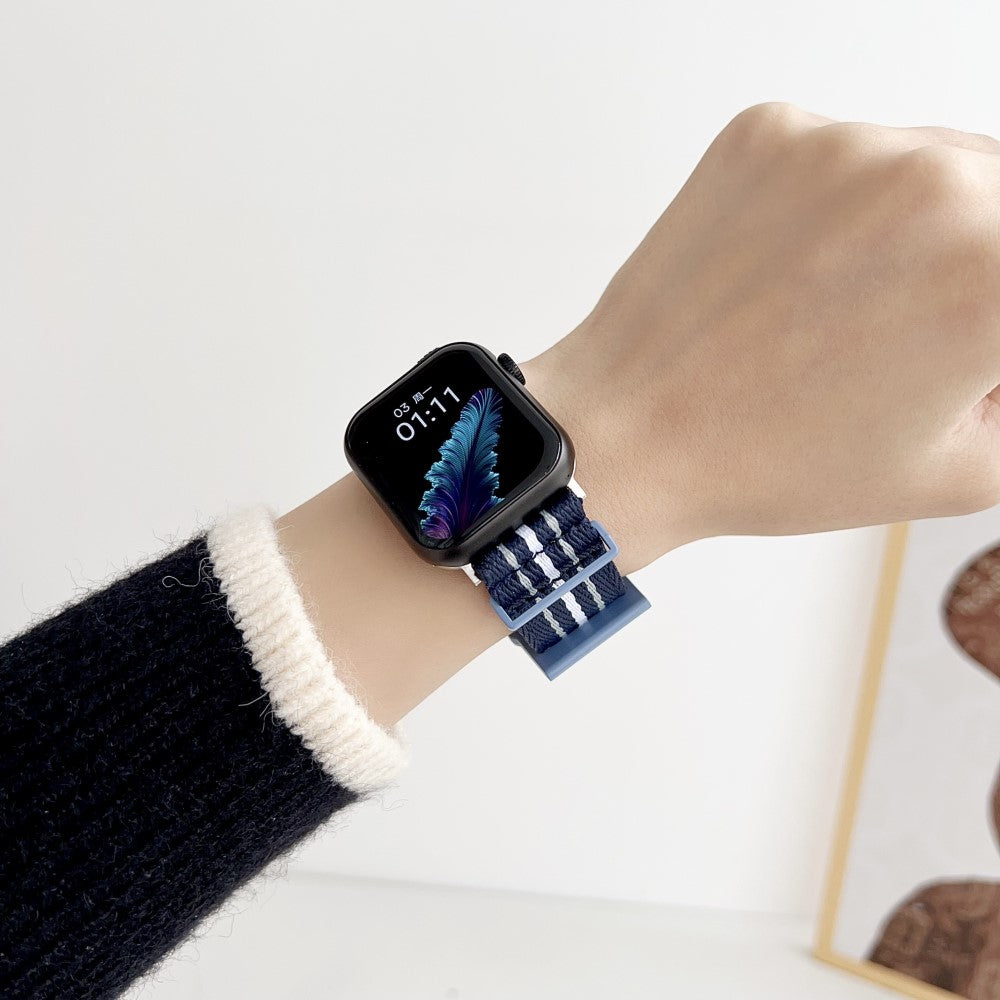 Super Slidstærk Nylon Universal Rem passer til Apple Smartwatch - Sort#serie_2
