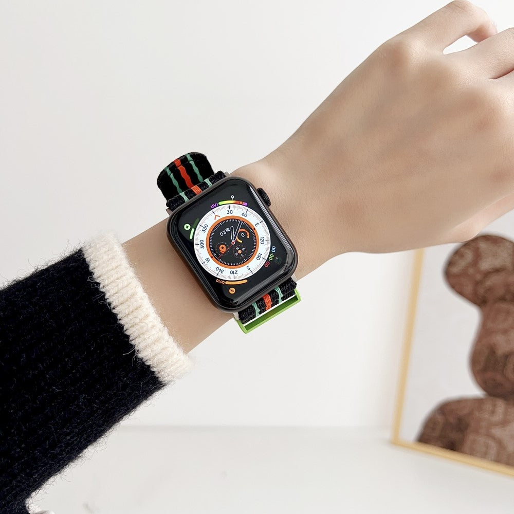 Super Slidstærk Nylon Universal Rem passer til Apple Smartwatch - Grøn#serie_4