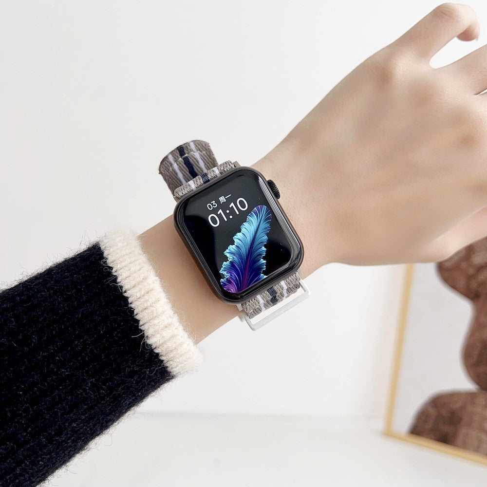 Super Slidstærk Nylon Universal Rem passer til Apple Smartwatch - Sølv#serie_5